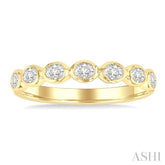 3/4 Ctw East-West Set Oval Cut Bezel Diamond Stackable Fashion Band in 14K Yellow Gold